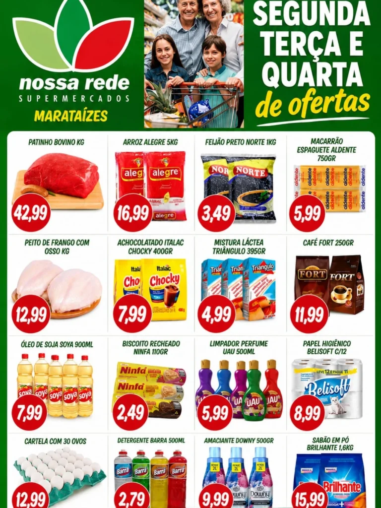 Ofertas NOSSA REDE SUPERMERCADOS | Marataízes – 26/08/2026