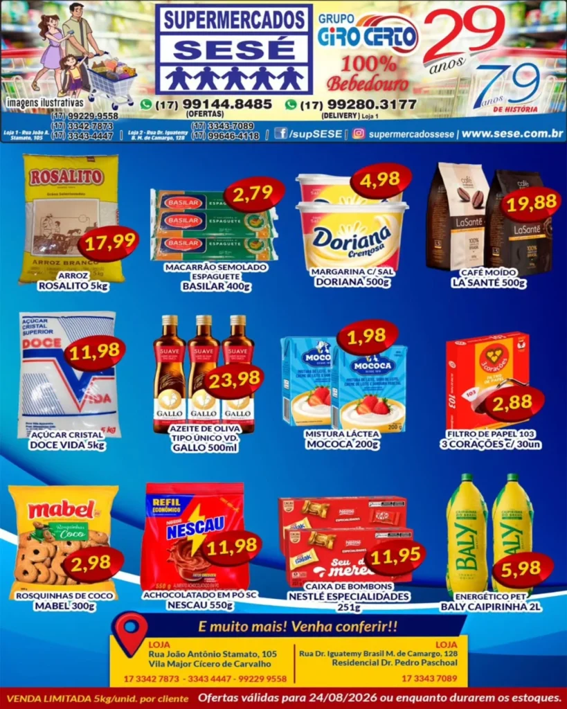Ofertas Supermercados Sesé – 24/08/2026 Ofertas Supermercados Sesé – 24/08/2026