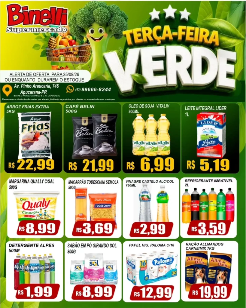 Ofertas Supermercado Binelli – 25/08/2026