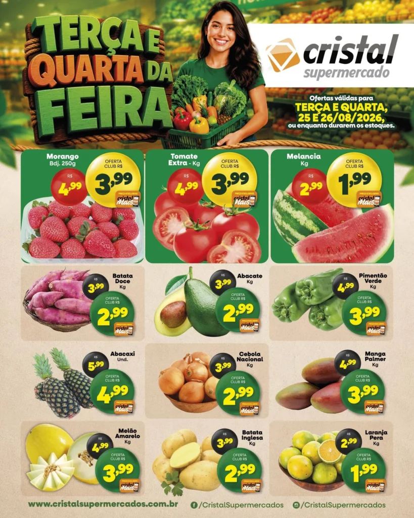 Ofertas Cristal Supermercados – 26/08/2026 Ofertas Cristal Supermercados – 26/08/2026
