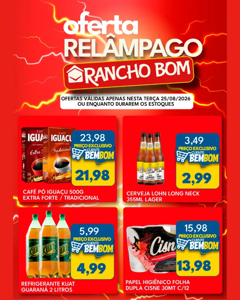 Ofertas Rancho Bom Supermercados – 25/08/2026