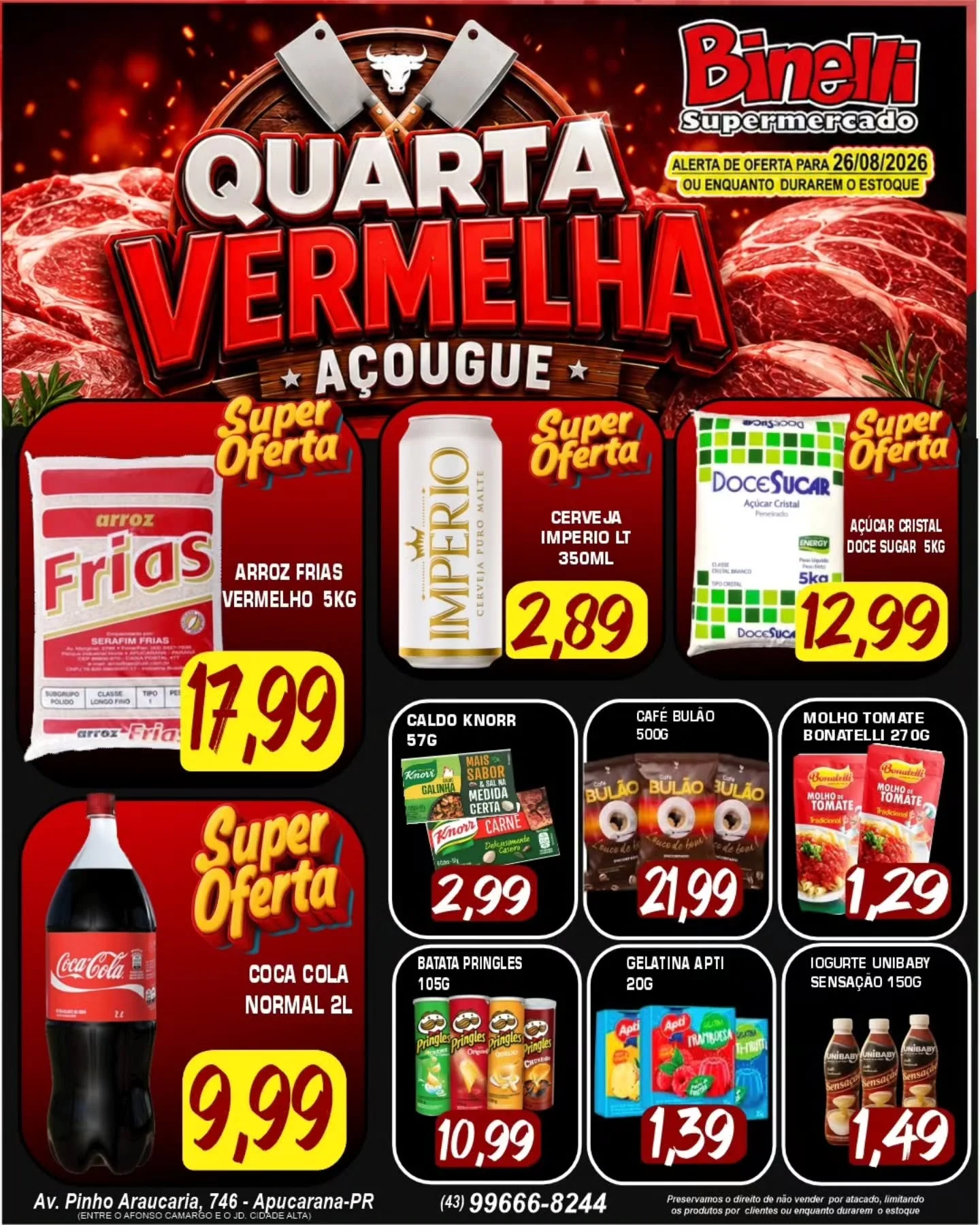 Ofertas Supermercado Binelli – 26/08/2026