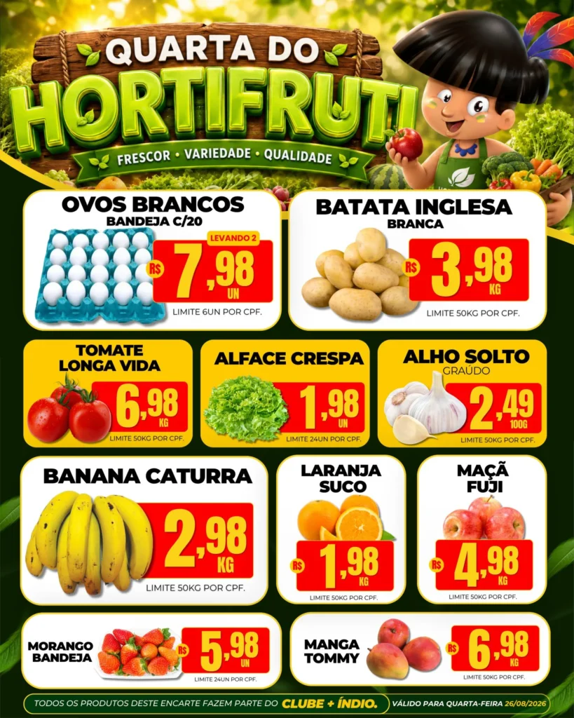 Ofertas Supermercados Índio – 26/08/2026 Ofertas Supermercados Índio – 26/08/2026
