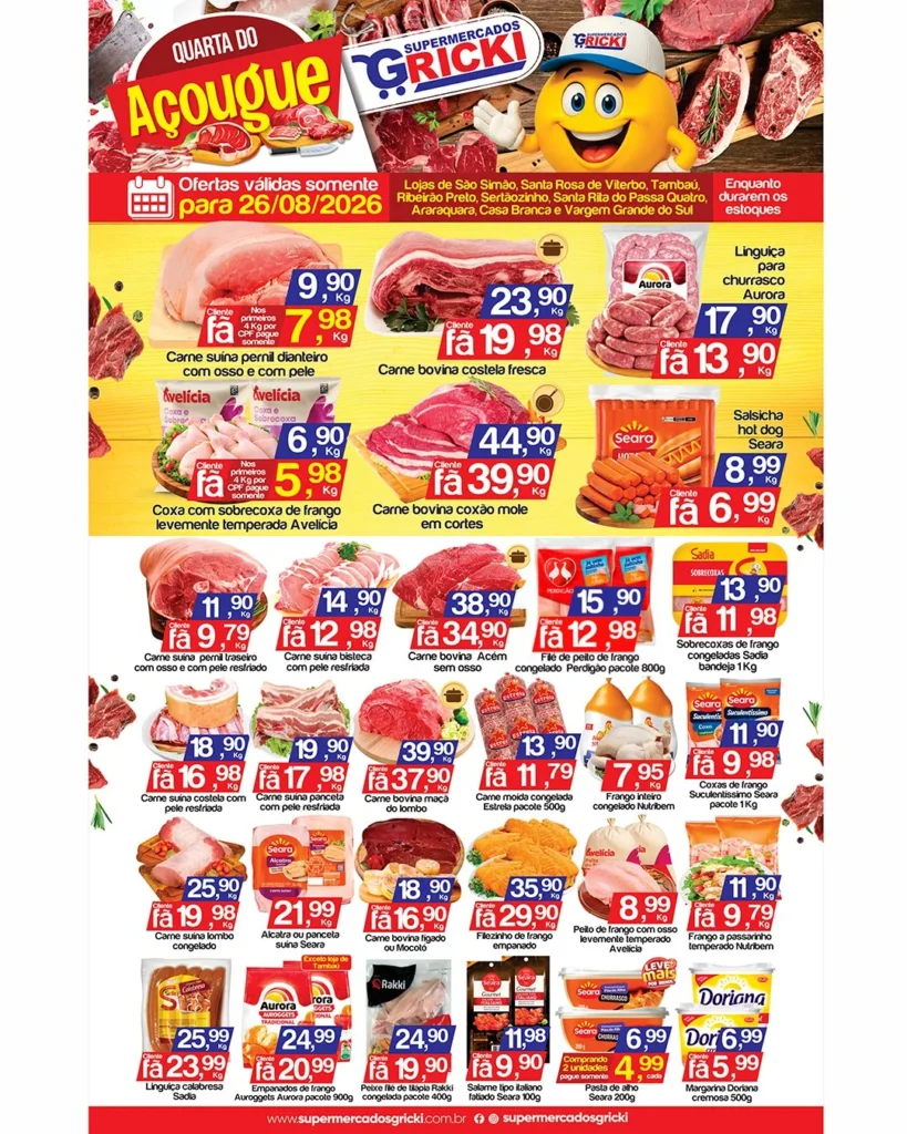 Ofertas Supermercados Gricki – 26/08/2026 Ofertas Supermercados Gricki – 26/08/2026