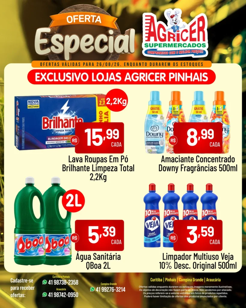 Ofertas Agricer Supermercados – 26/08/2026 Ofertas Agricer Supermercados – 26/08/2026