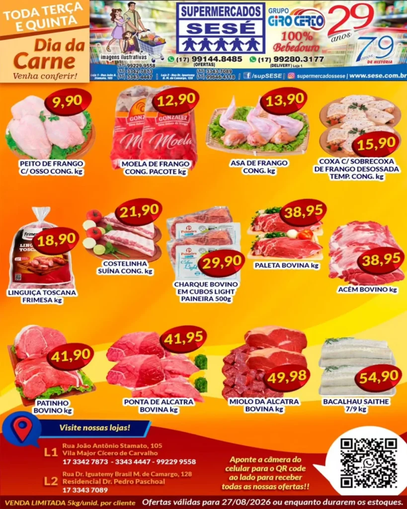 Ofertas Supermercados Sesé – 27/08/2026