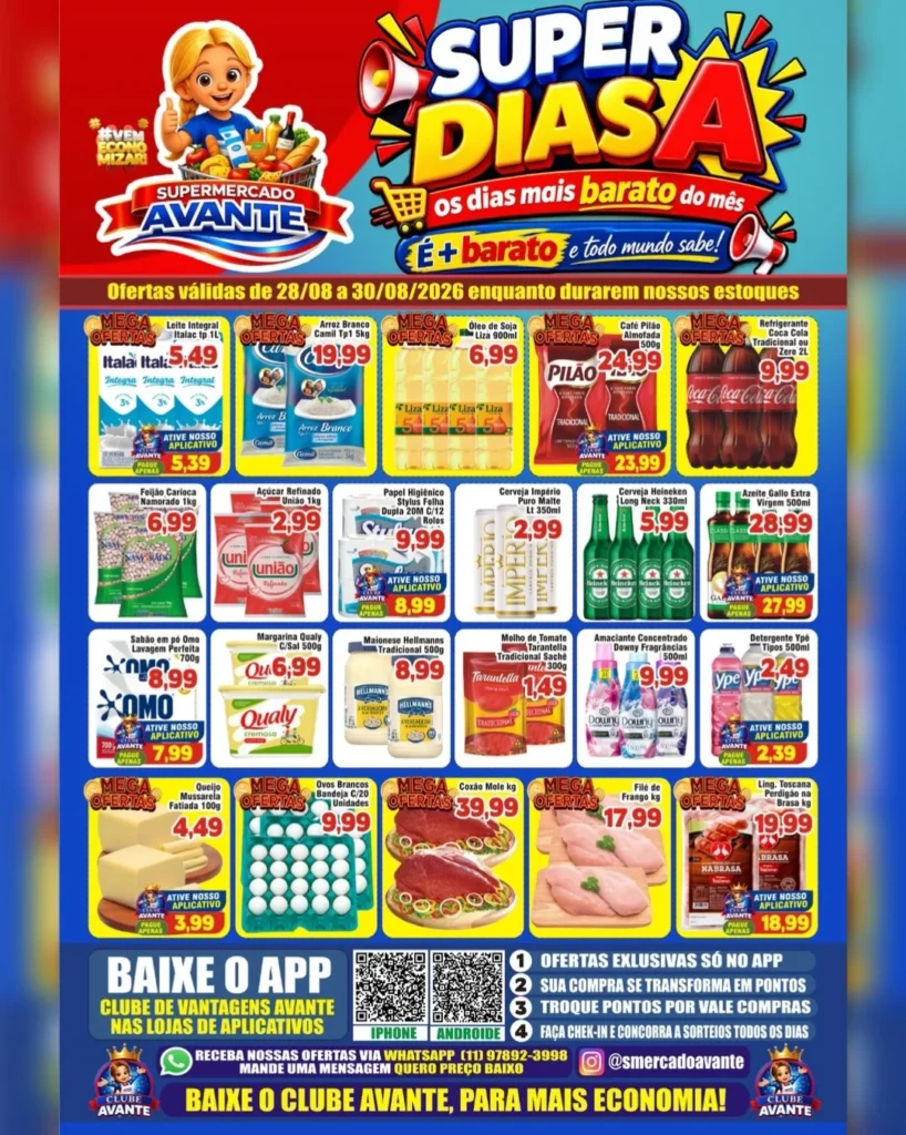 Ofertas Supermercado Avante 💙 – 30/08/2026 Ofertas Supermercado Avante 💙 – 30/08/2026