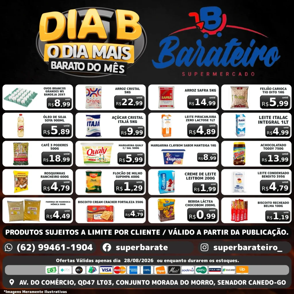 Ofertas Super Barateiro Supermercado – 28/08/2026