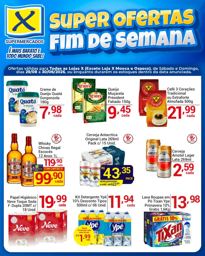 Ofertas Rede X Supermercados – 30/08/2026
