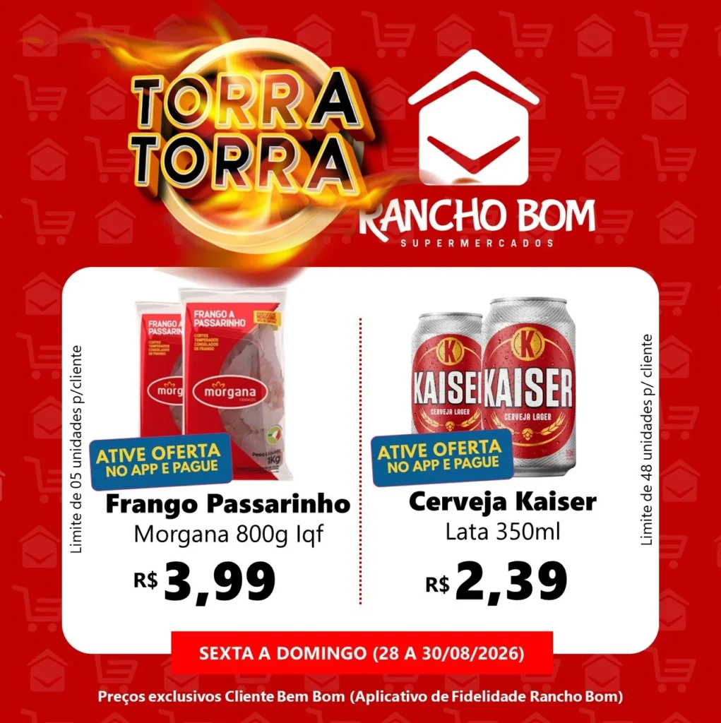 Ofertas Rancho Bom Supermercados – 30/08/2026