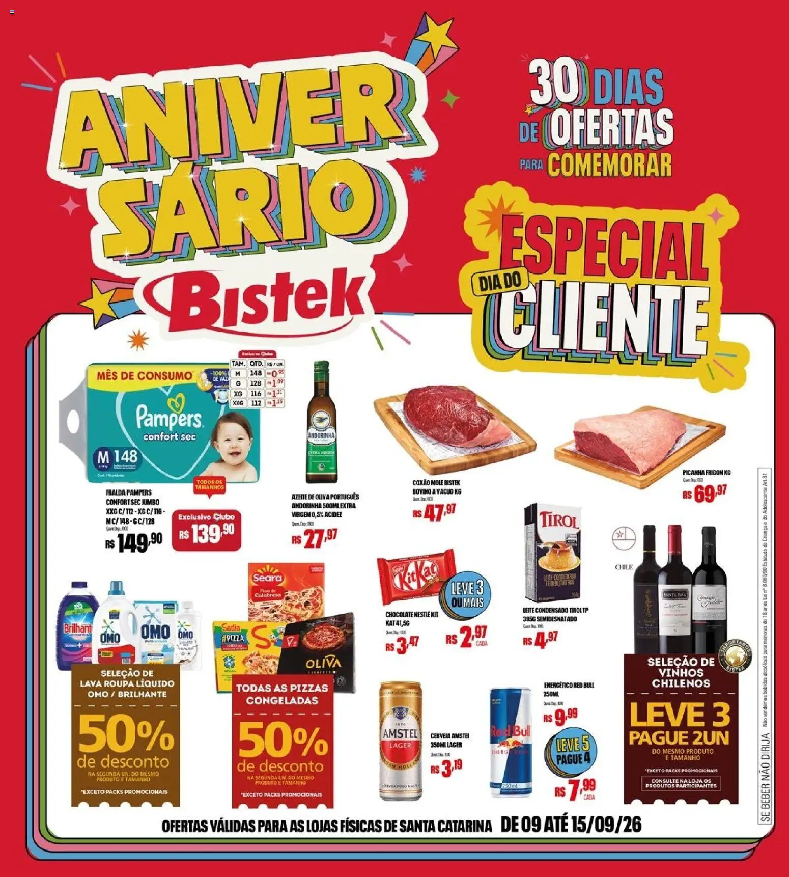 Ofertas Bistek Supermercados até 15/09/2026.