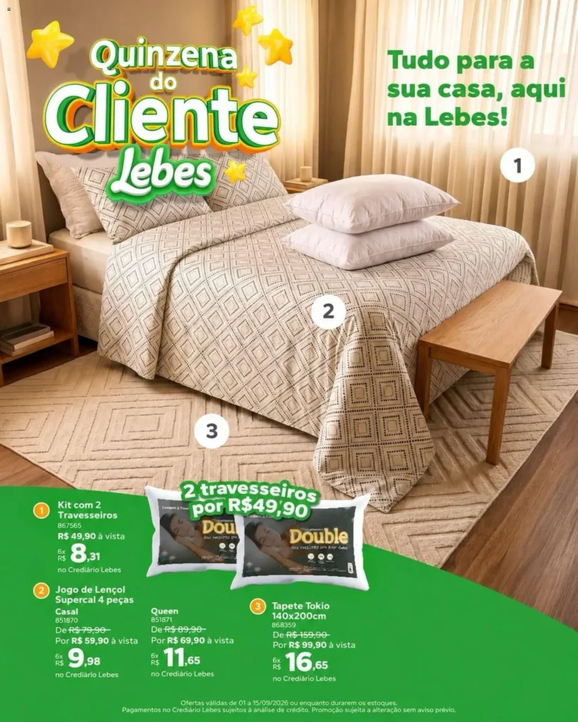 Ofertas Lebes ofertas Quinzena do Cliente até 15/09/2026.