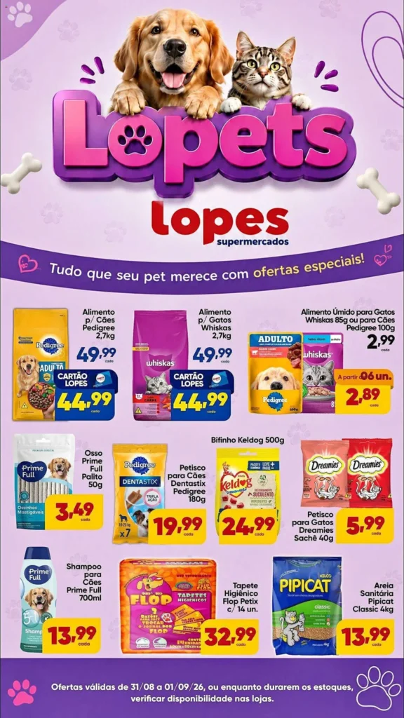 Ofertas Lopes Supermercados até 01/09/2026.