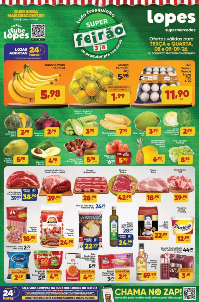 Ofertas Lopes Supermercados até 09/09/2026. Ofertas Lopes Supermercados até 09/09/2026.