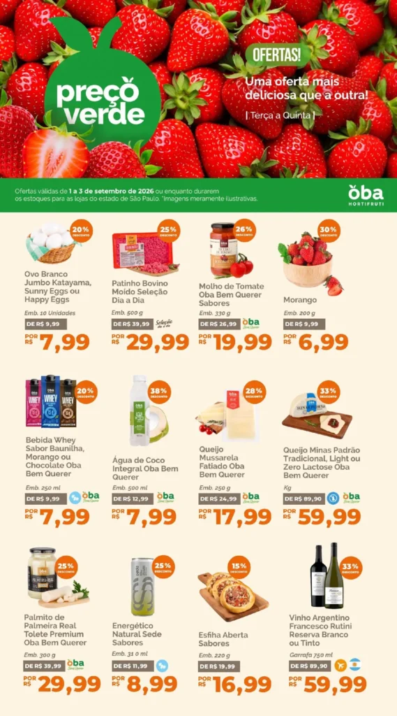 Ofertas Oba Hortifruti até 03/09/2026.