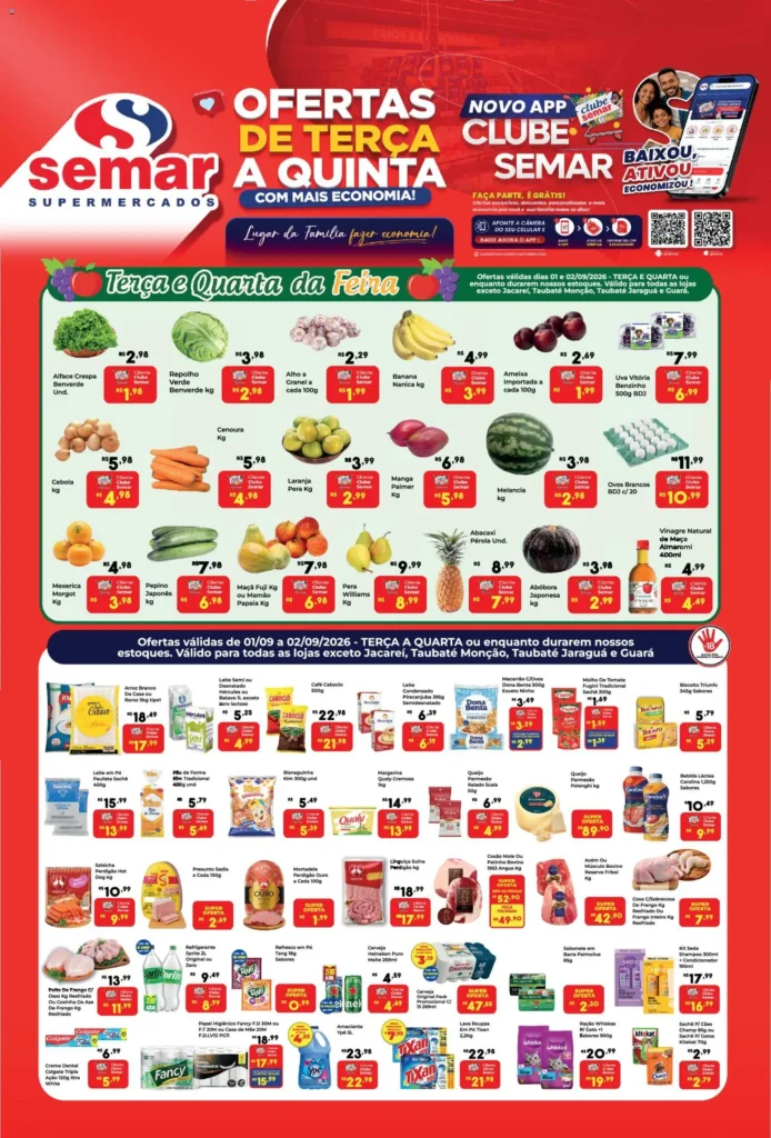 Ofertas Semar Supermercado até 02/09/2026.