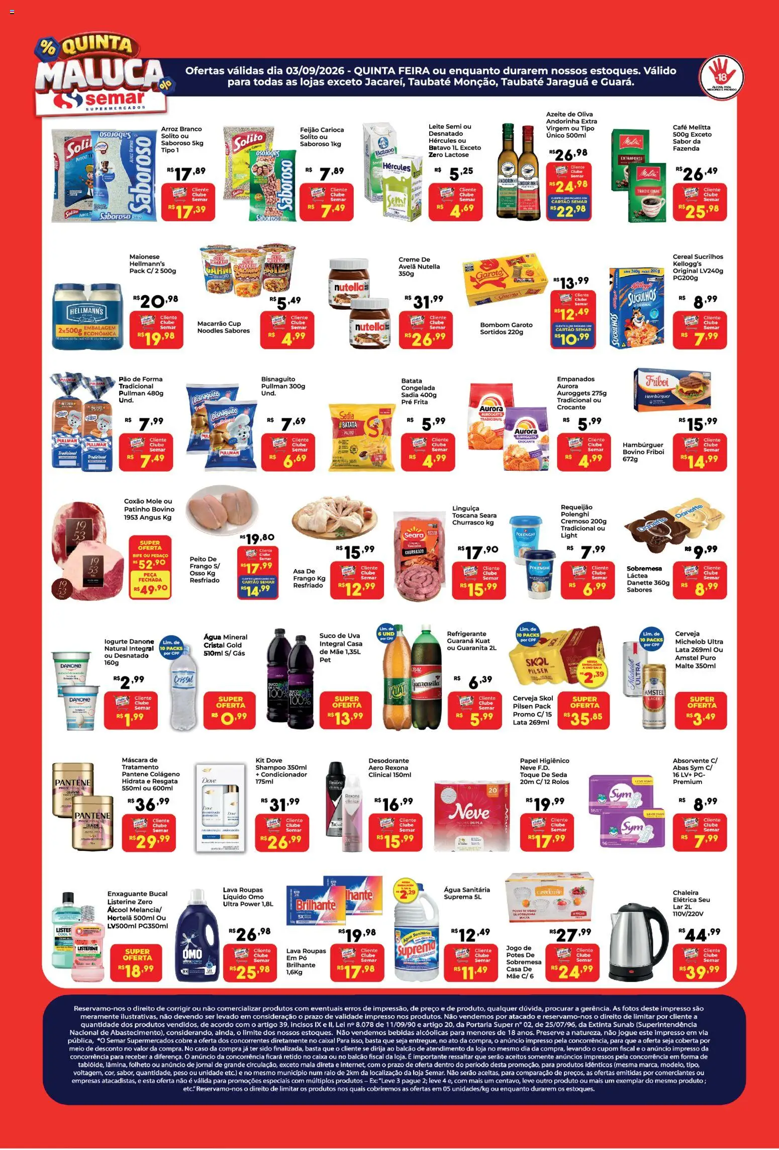 Ofertas Semar Supermercado até 03/09/2026.
