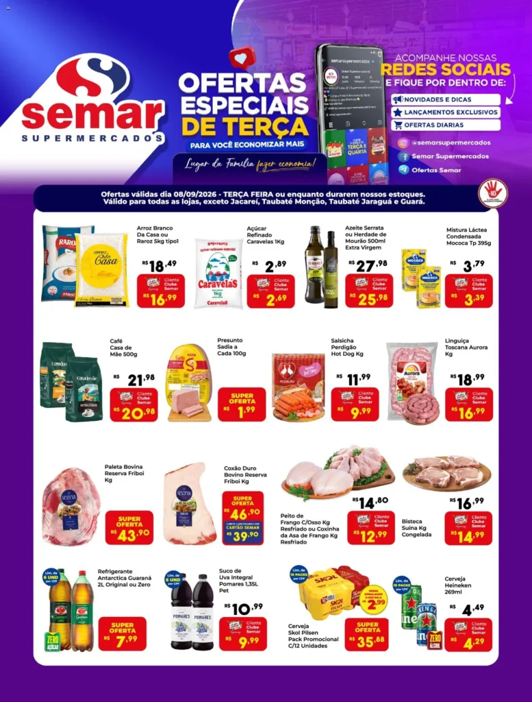 Ofertas Semar Supermercado até 08/09/2026. Ofertas Semar Supermercado até 08/09/2026.