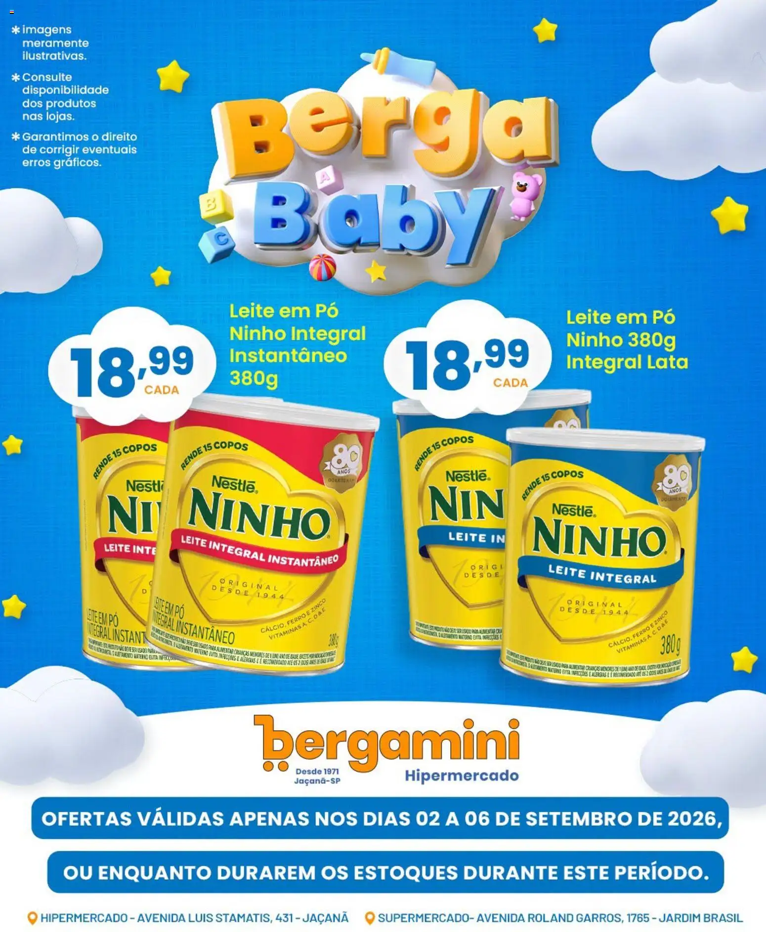 Ofertas Supermercado Bergamini ofertas Berga Baby até 06/09/2026.