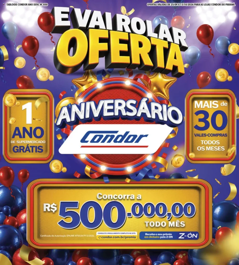 Ofertas Supermercados Condor até 13/10/2026. Ofertas Supermercados Condor até 13/10/2026.