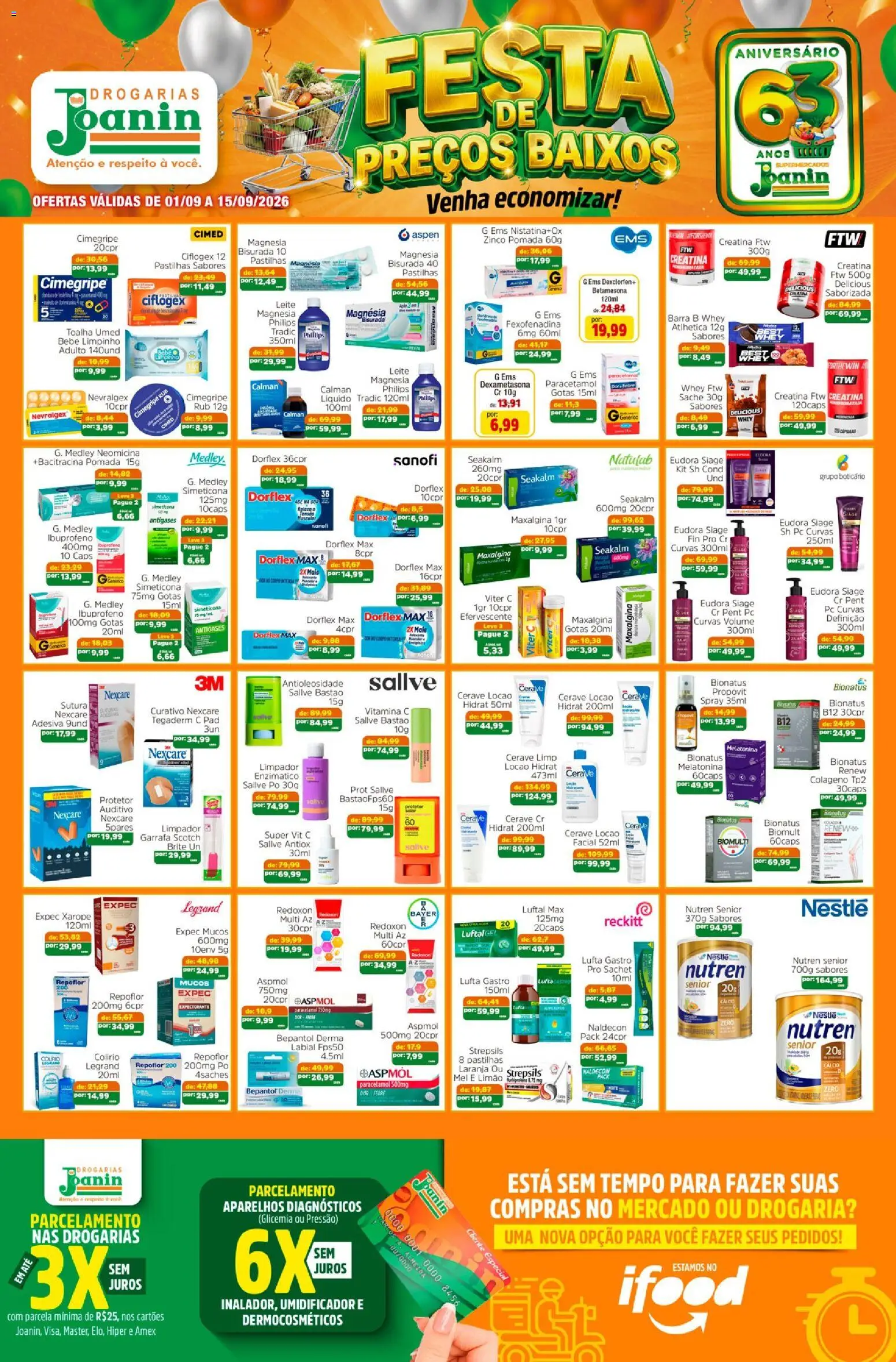 Ofertas Supermercados Joanin ofertas Drogaria até 15/09/2026.