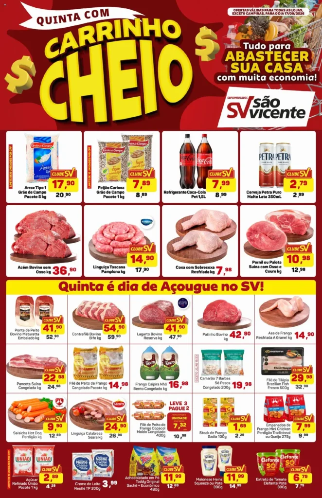 Ofertas Supermercados São Vicente até 17/09/2026.