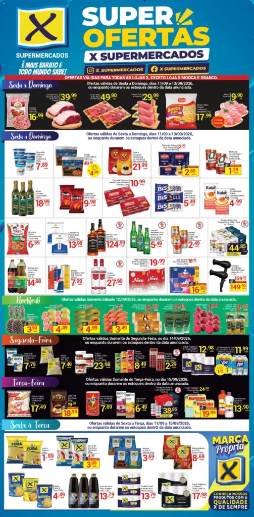 Ofertas X Supermercados até 15/09/2026. Ofertas X Supermercados até 15/09/2026.
