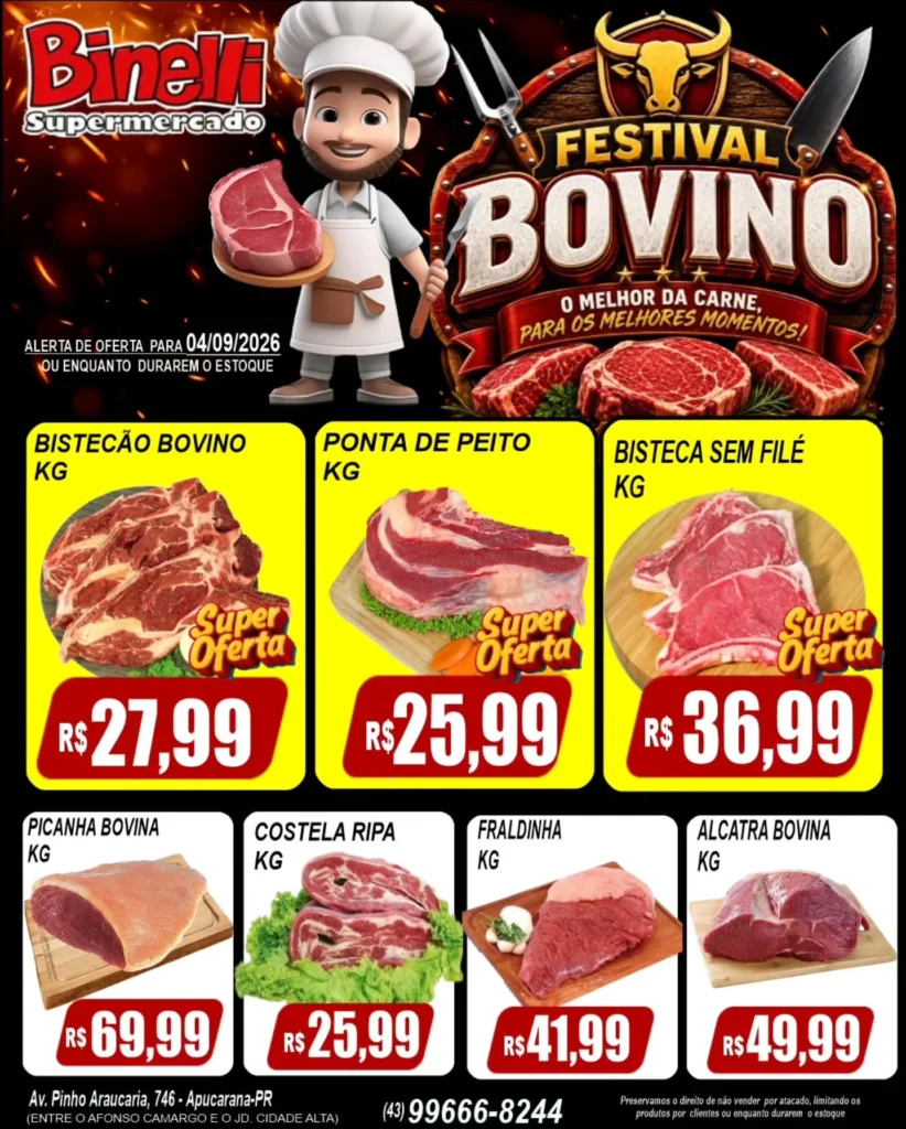 Ofertas Supermercado Binelli – 04/09/2026