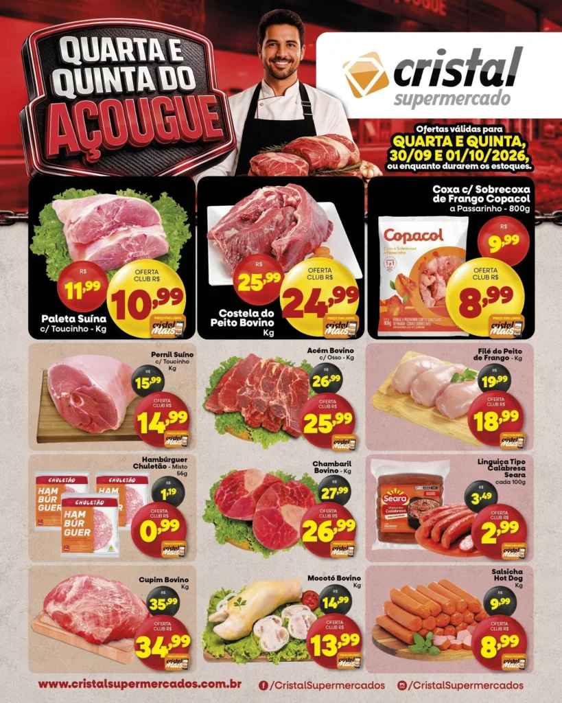 Ofertas Cristal Supermercados – 01/10/2026
