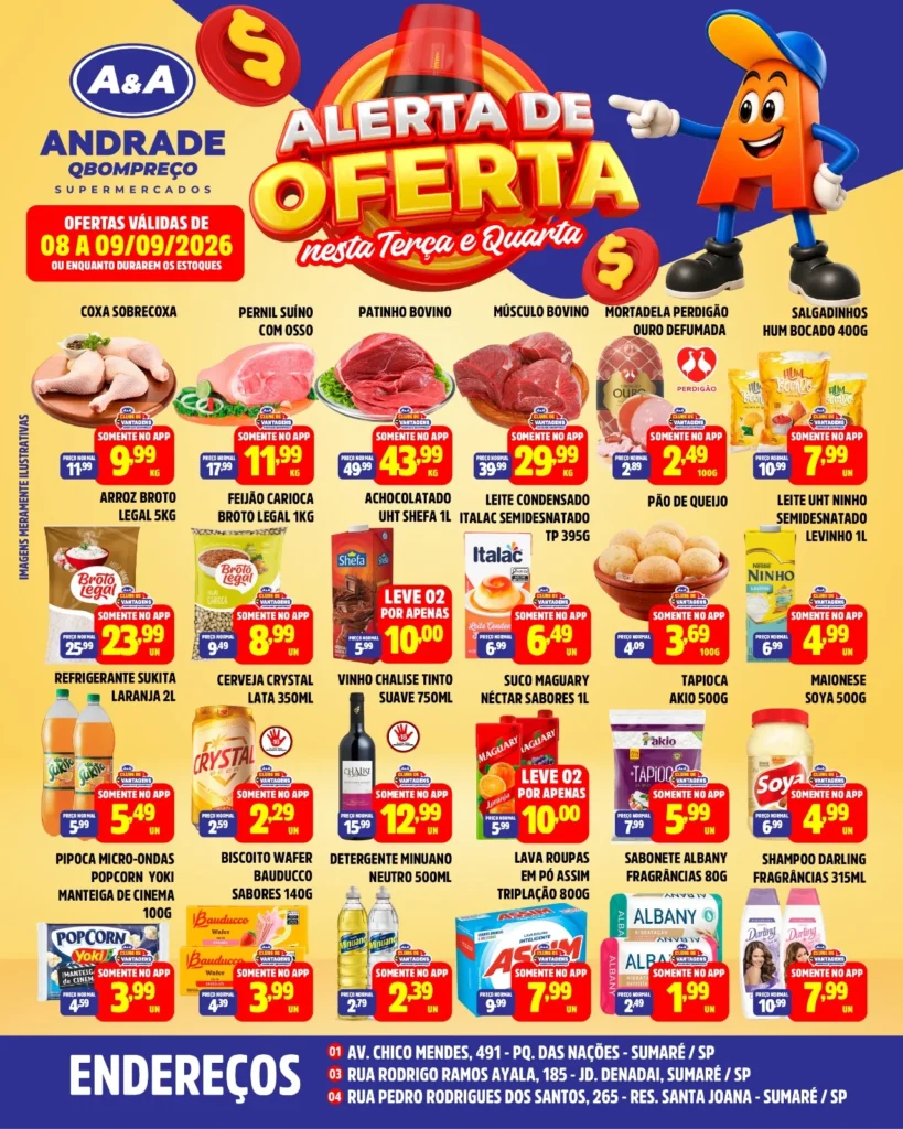 Ofertas Supermercados Andrade Qbompreço – 09/09/2026