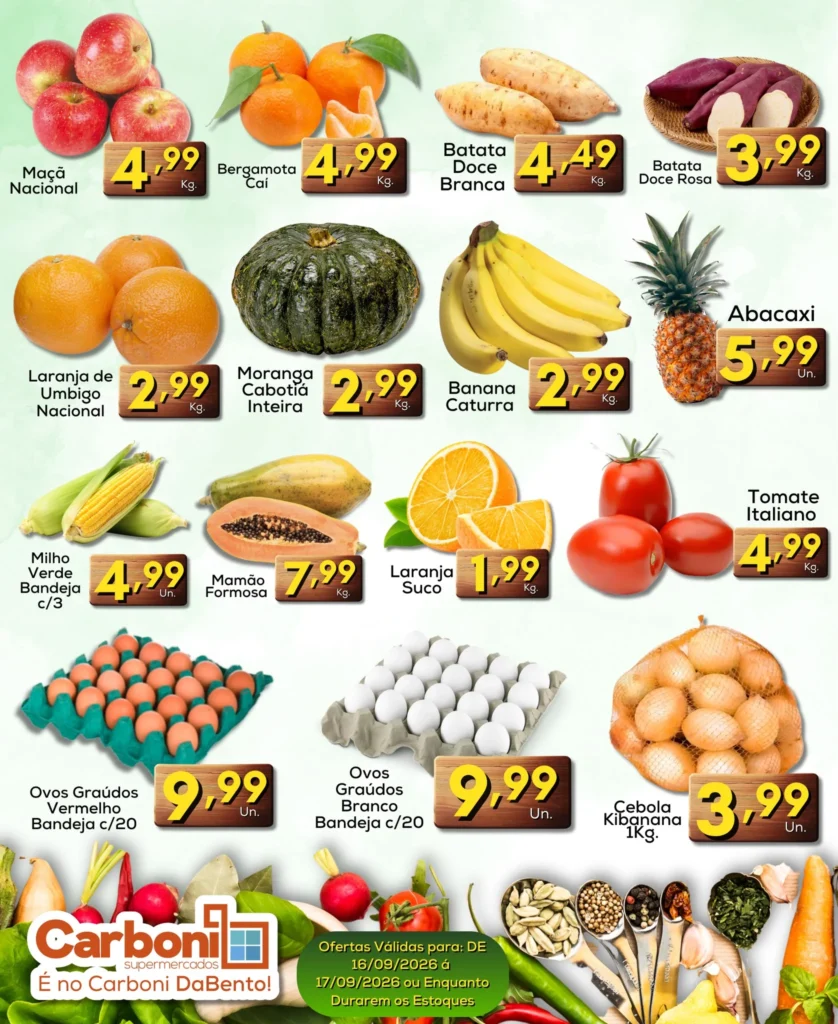 Ofertas Carboni Supermercados – 17/09/2026