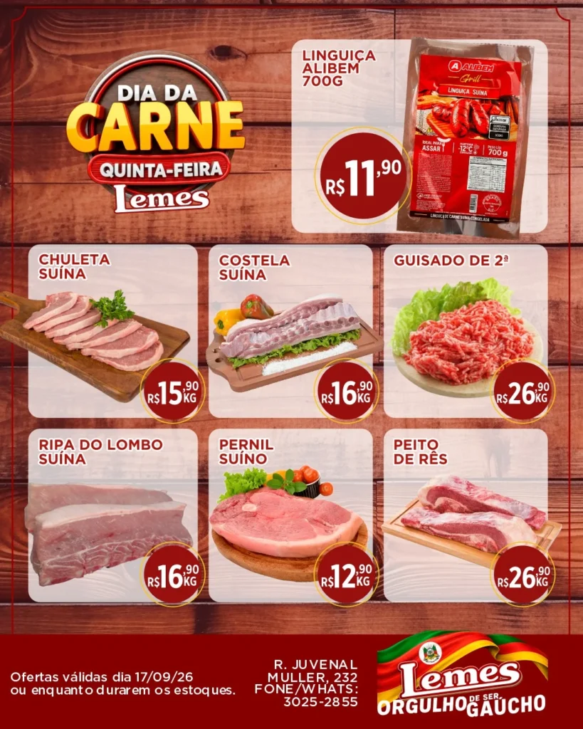 Ofertas Casa de Carnes e Mercado Lemes – até 17/09/2026