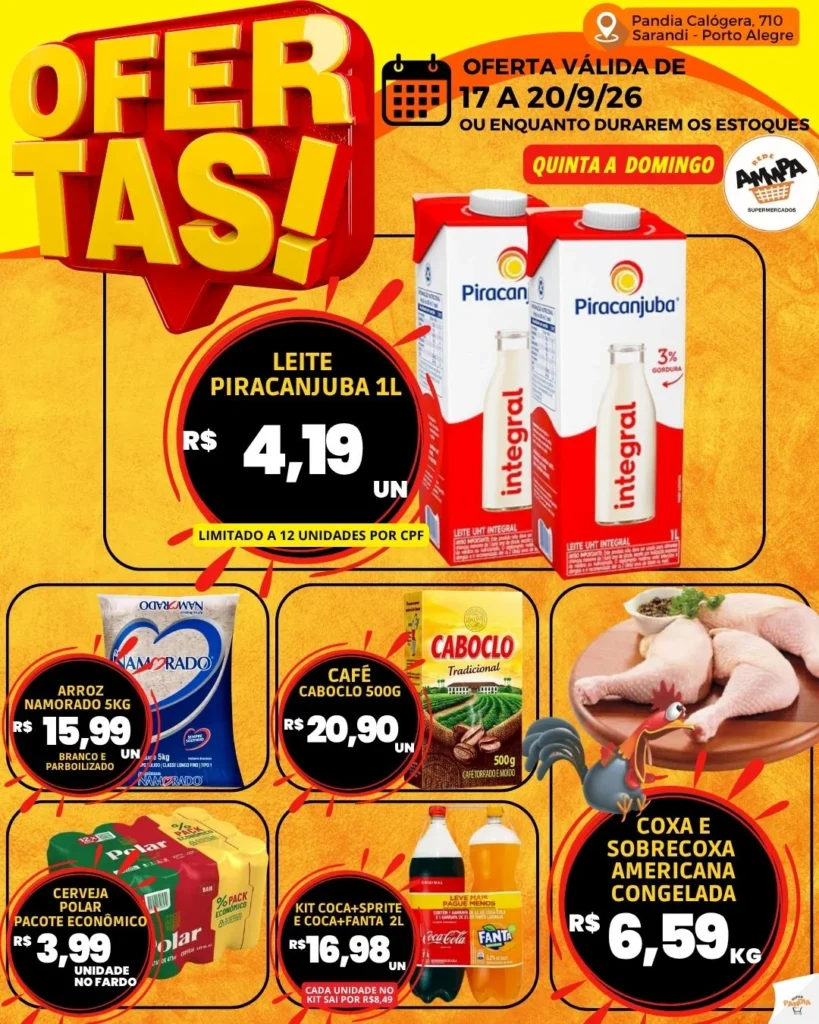 Ofertas Super Pandia | Sarandi, Porto Alegre – de 17/09/2026 a 20/09/2026 Ofertas Super Pandia | Sarandi, Porto Alegre – de 17/09/2026 a 20/09/2026