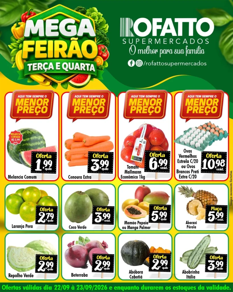 Ofertas Rofatto Supermercados – de 22/09/2026 a 23/09/2026 Ofertas Rofatto Supermercados – de 22/09/2026 a 23/09/2026