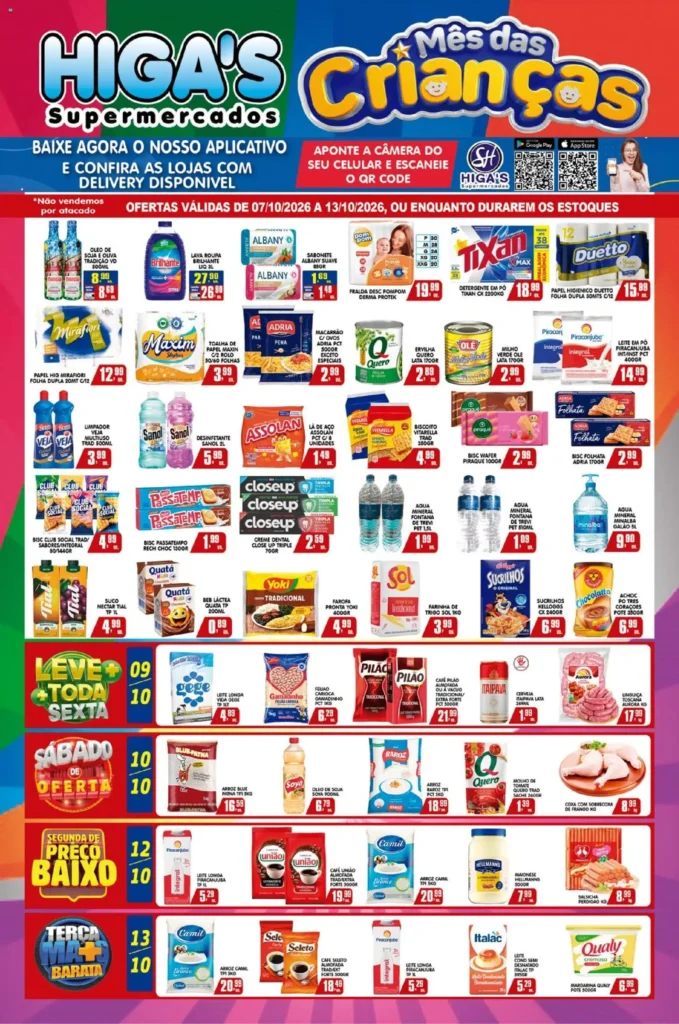 Ofertas Higa’s Supermercado até 13/10/2026.