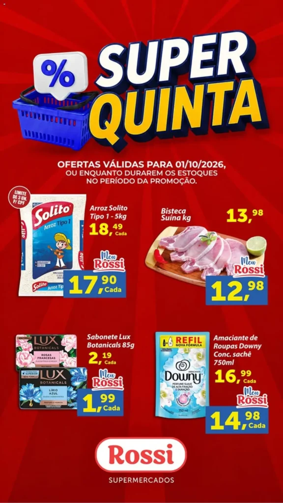 Ofertas Rossi Supermercados ofertas do Dia até 01/10/2026.