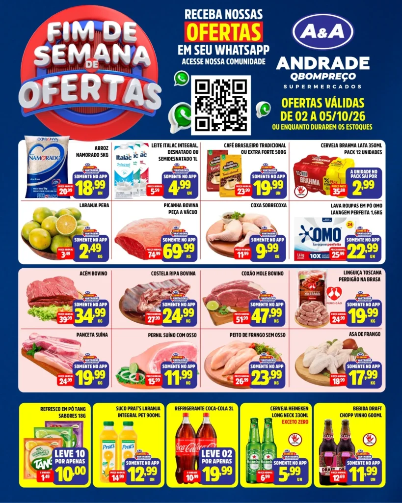 Ofertas Supermercados Andrade Qbompreço – 02/10/2026