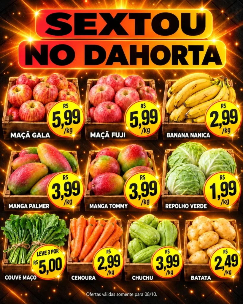 Ofertas Dahorta Hortifruti – 08/10/2026 Ofertas Dahorta Hortifruti – 08/10/2026